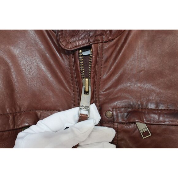 Marc New York Andrew Marc Mens Leather Jacket Size M Full-Zip Front With Pockets - Picture 9 of 16